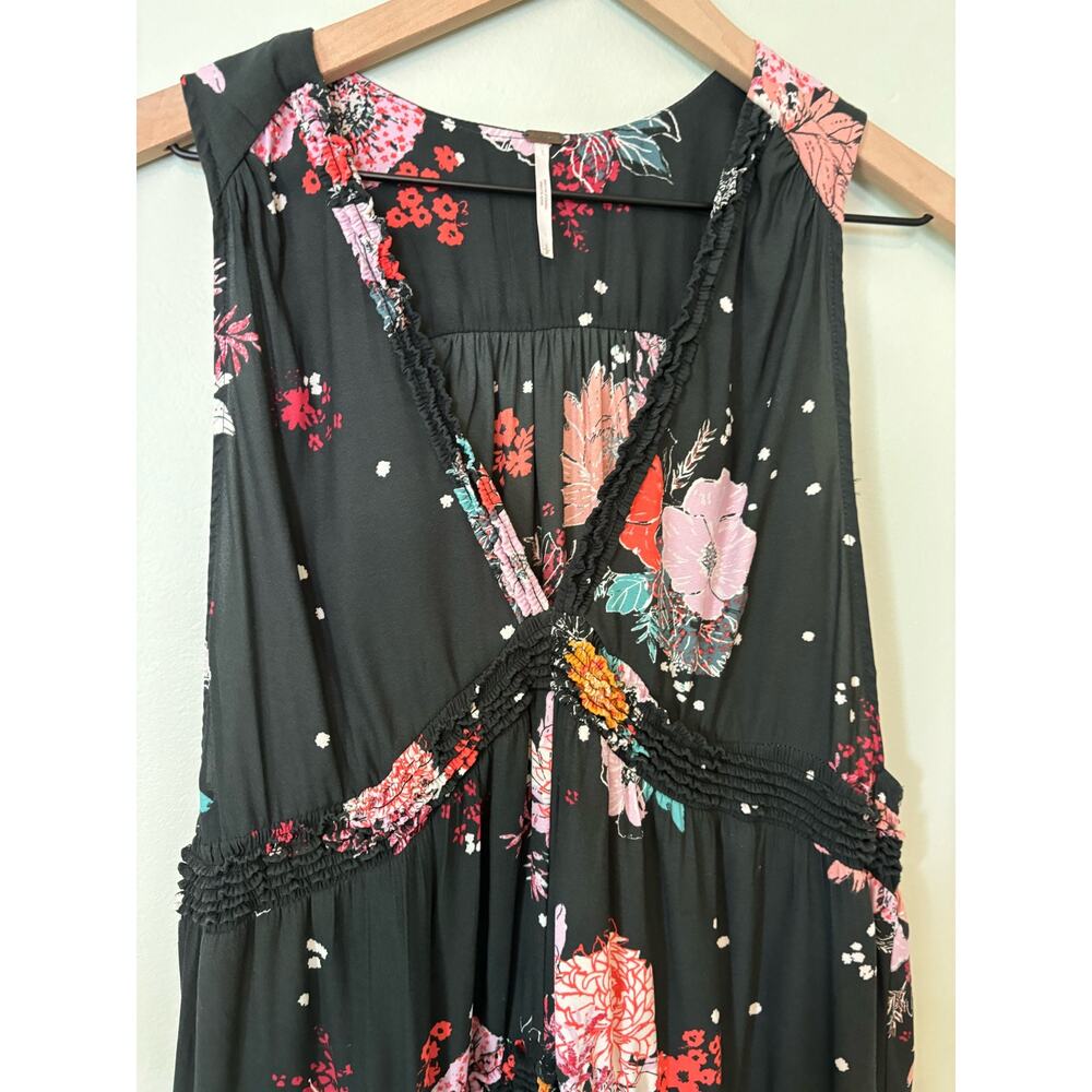 Free People Floral Tiered Tunic Tank Top Small Sleeveless V Neck - Picture 4 of 9